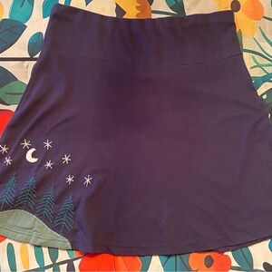 Synergy Organic Clothing Navy Skater Skirt with Embroidery